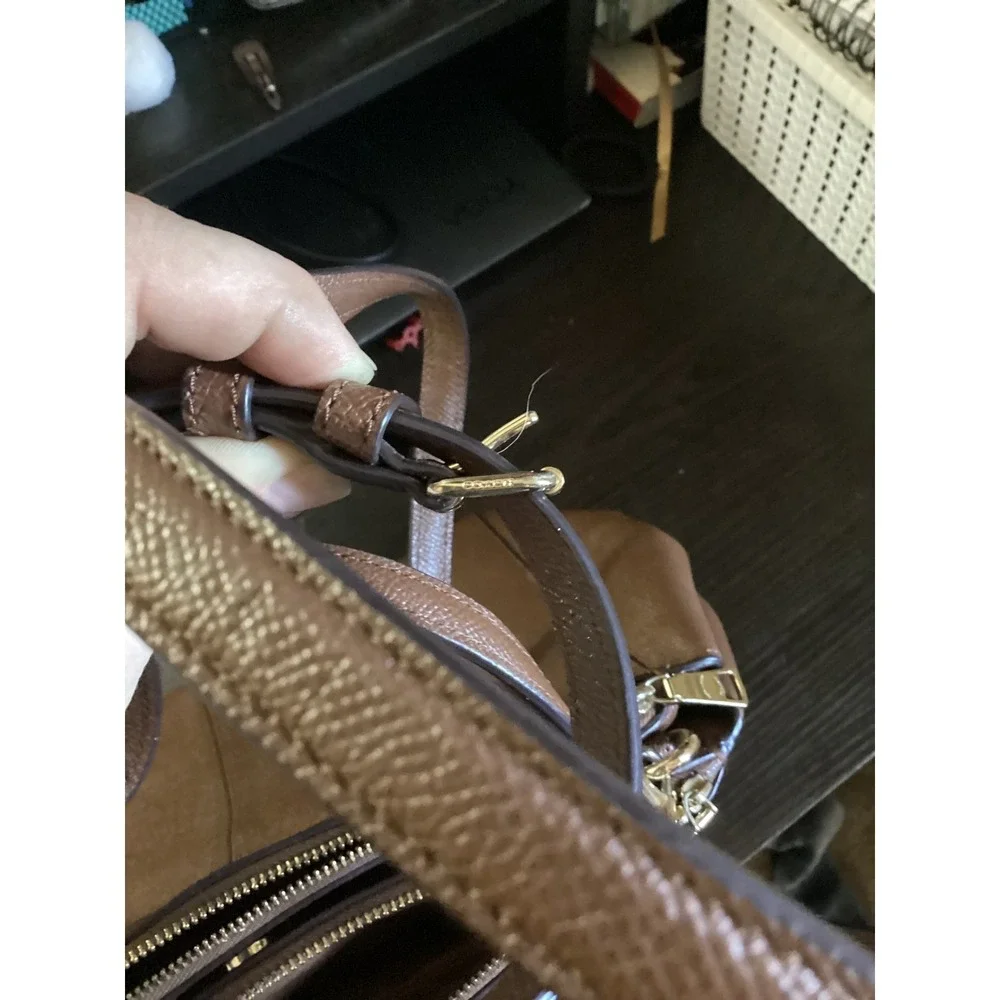 Coach Kelsey Satchel Saddle Brown Crossgrain Leather Handbag F57520 F1761